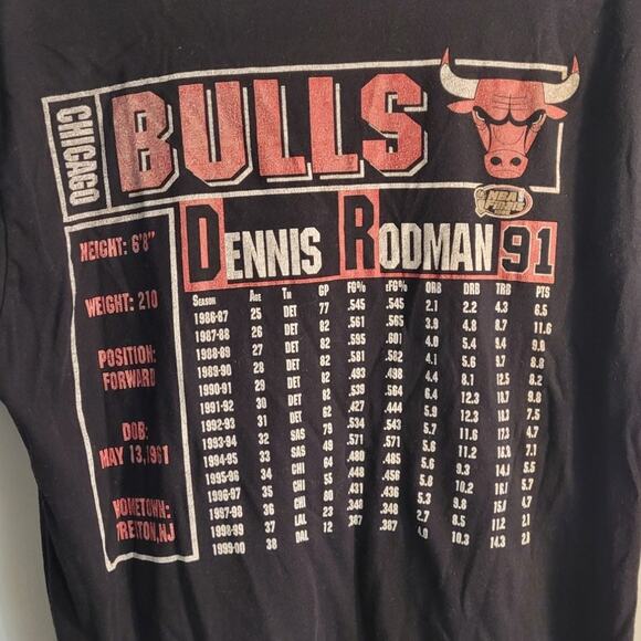 Mitchell & Ness Dennis Rodman #91 T-Shirt M Chicago Bulls NBA Hardwood Classic - Picture 4 of 8